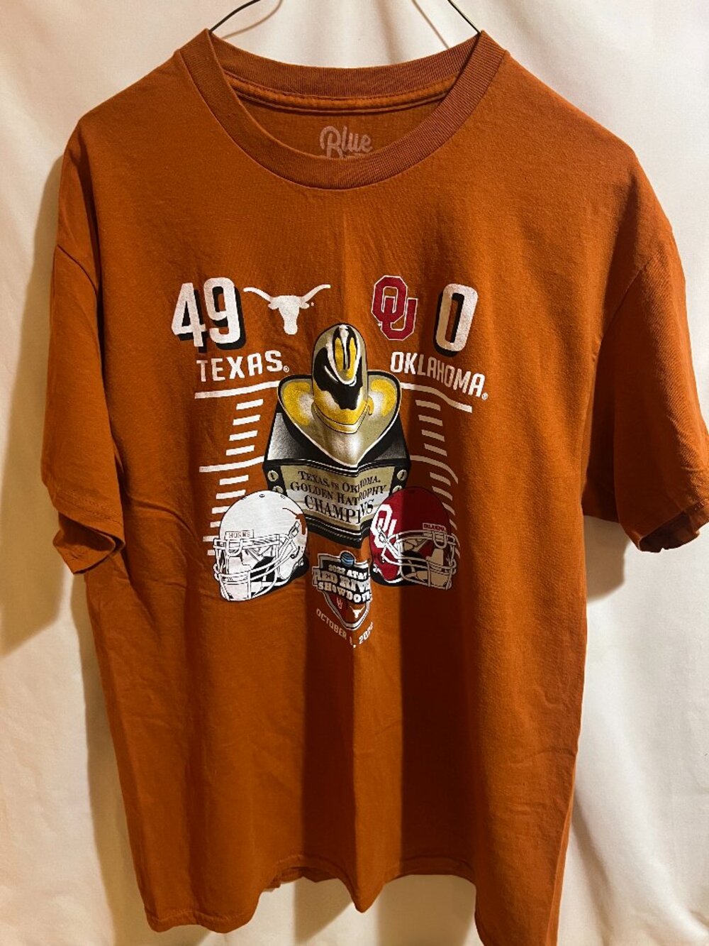 Men's Blue 84 Texas Orange Texas Longhorns vs. Oklahoma Sooners 2022 Red River S